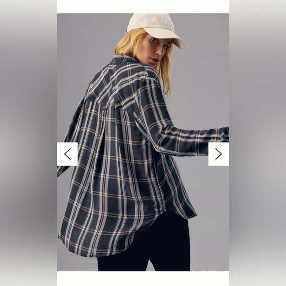 Anthropologie Pilcro Tuxedo Buttondown Shirt In Black Motif Ruffle Plaid medium - Picture 2 of 6